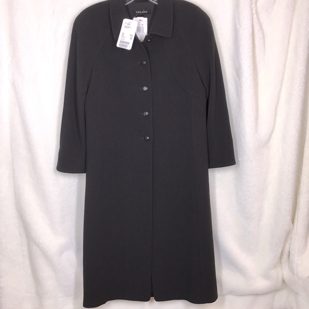 NWT Escada 40 Coat Designer Brown Black Wool Germany